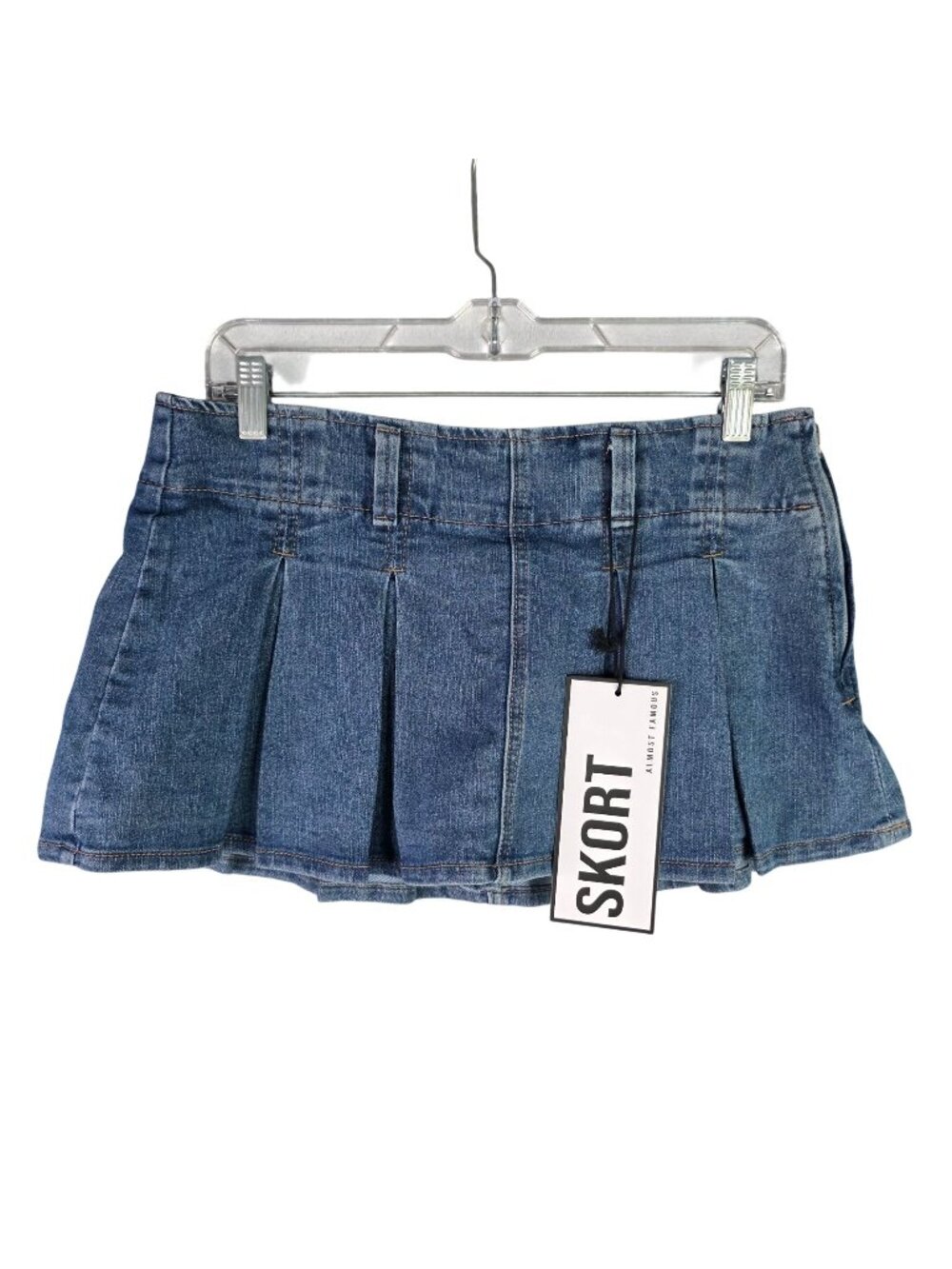 Womens Almost Famous Denim Pleated Skort Cotton Blend Stretch Casual Style M
